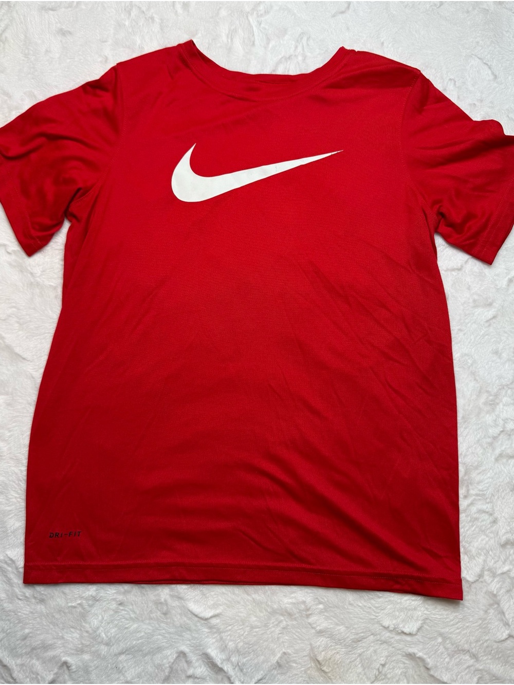 Nike Red Short Sleeve Dri-FIT Tee with White Swoosh